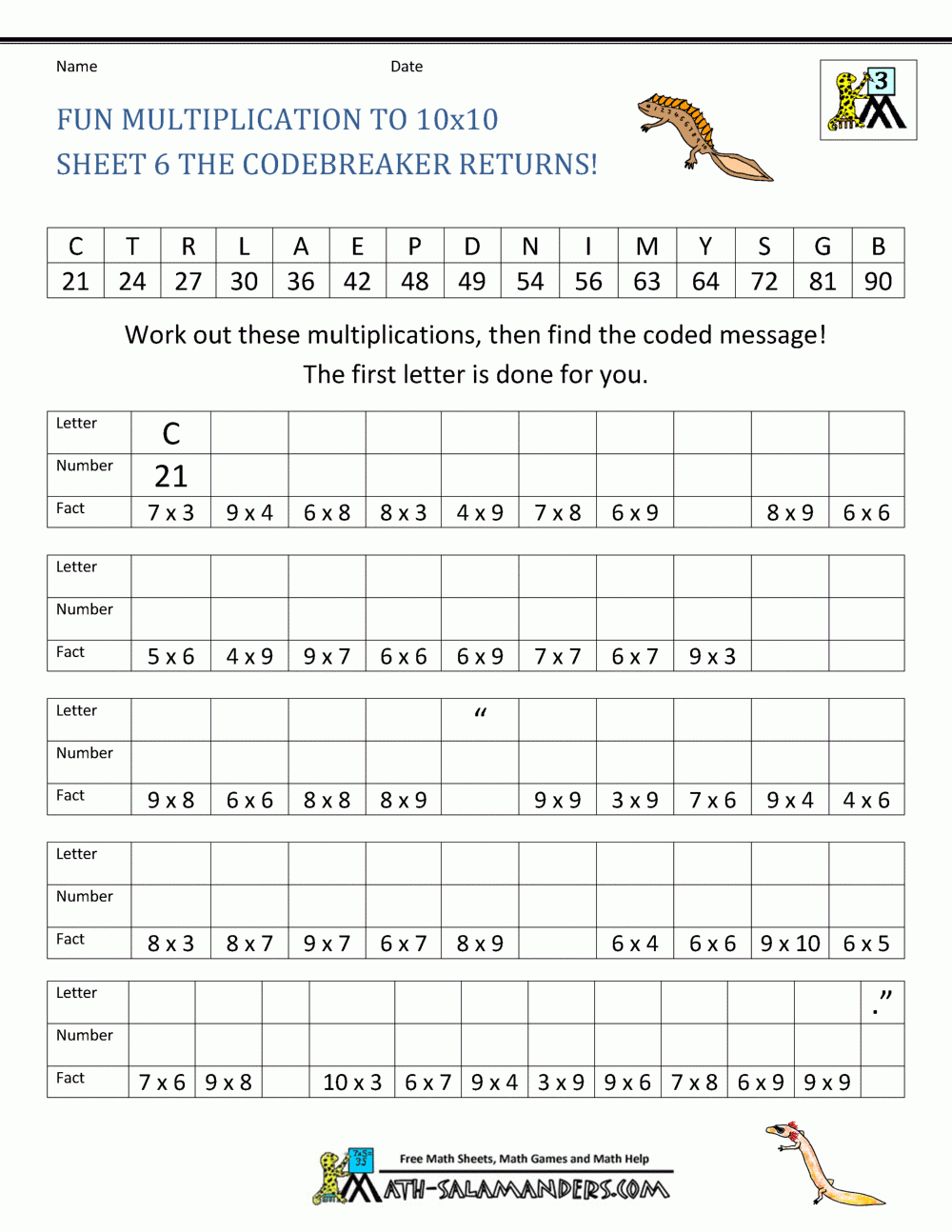 Fun Multiplication Worksheets To 10x10 Fun Multiplication Worksheets To 10x10
