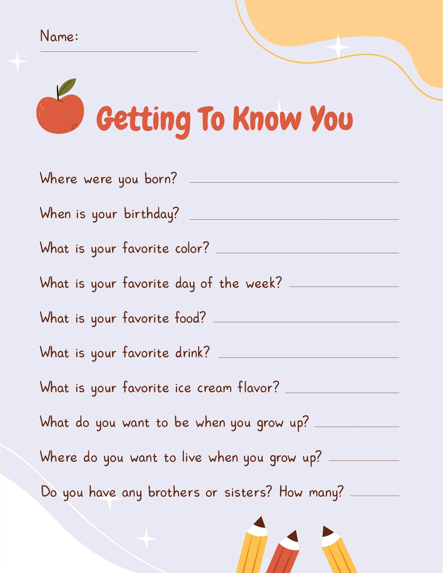 Free Printable Get To Know You Worksheets Free Printable Get To Know You Worksheets