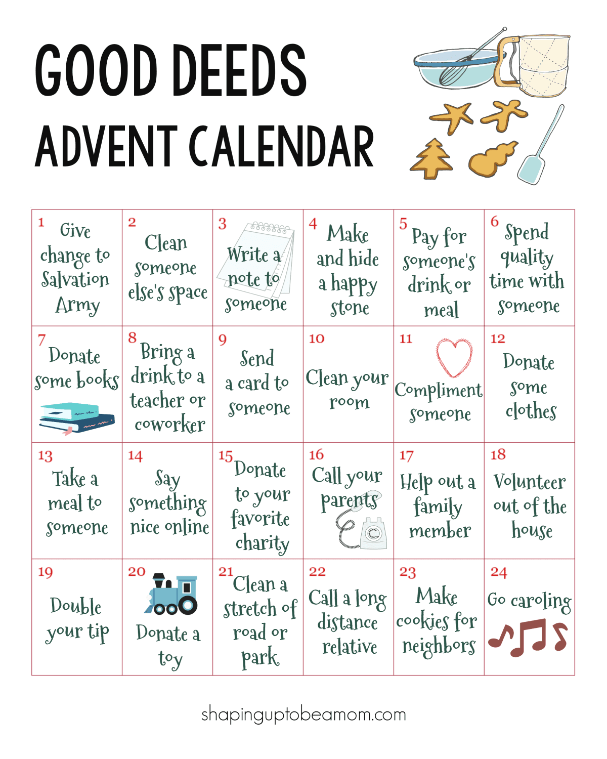 Good Deeds Advent Calendar Free Printable Shaping Up To Be A Mom Good Deeds Advent Calendar Free Printable Shaping Up To Be A Mom