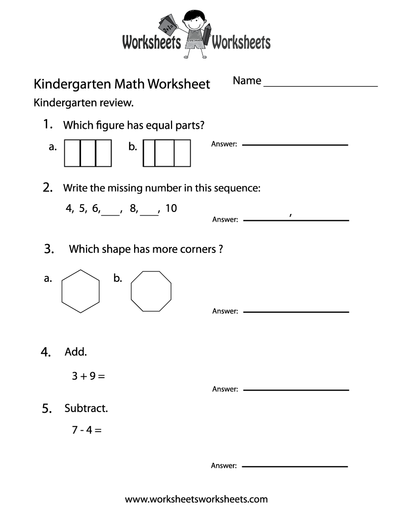 Math Worksheets Printable Kindergarten Math Worksheets Printable Kindergarten