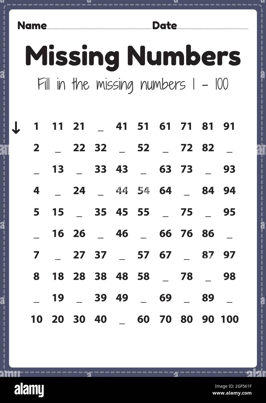 Kindergarten Math Worksheets Missing Numbers 1 To 100 Printable Kindergarten Math Worksheets Missing Numbers 1 To 100 Printable