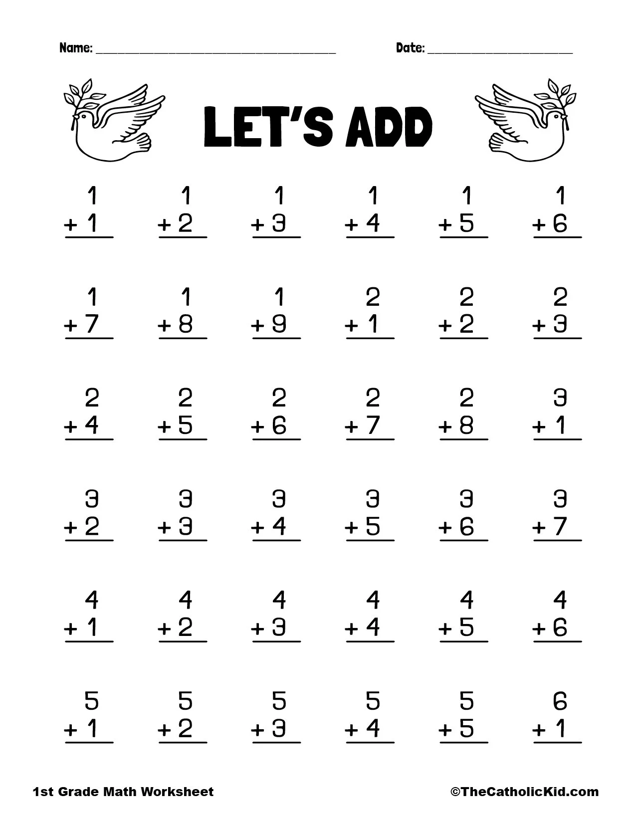 Printable Math Worksheets 1st Grade
