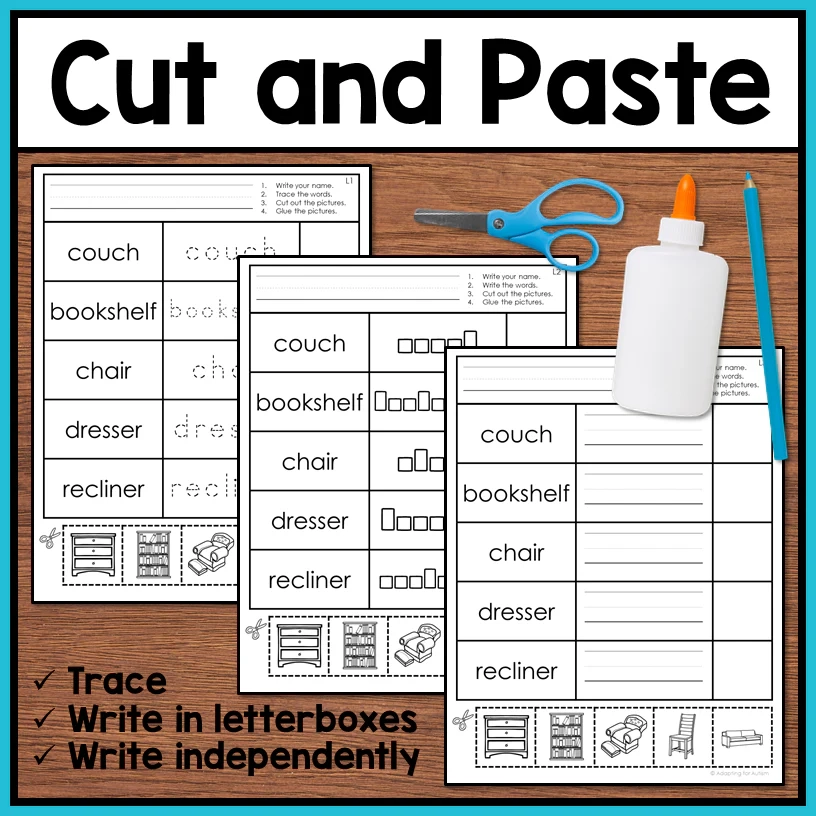 Life Skills Worksheets Furniture Vocabulary Autism Work Tasks Life Skills Worksheets Furniture Vocabulary Autism Work Tasks