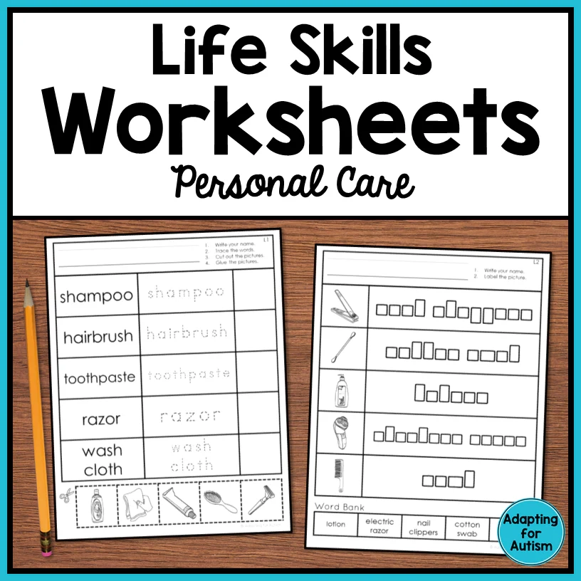 Life Skills Worksheets Personal Care Vocabulary Autism Work Tasks Life Skills Worksheets Personal Care Vocabulary Autism Work Tasks