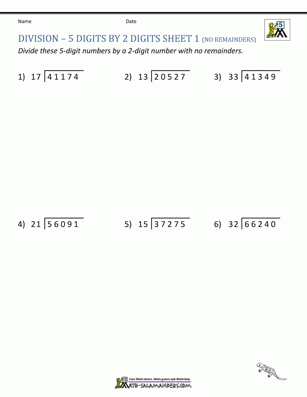 Long Division Worksheets For 5th Grade Long Division Worksheets For 5th Grade