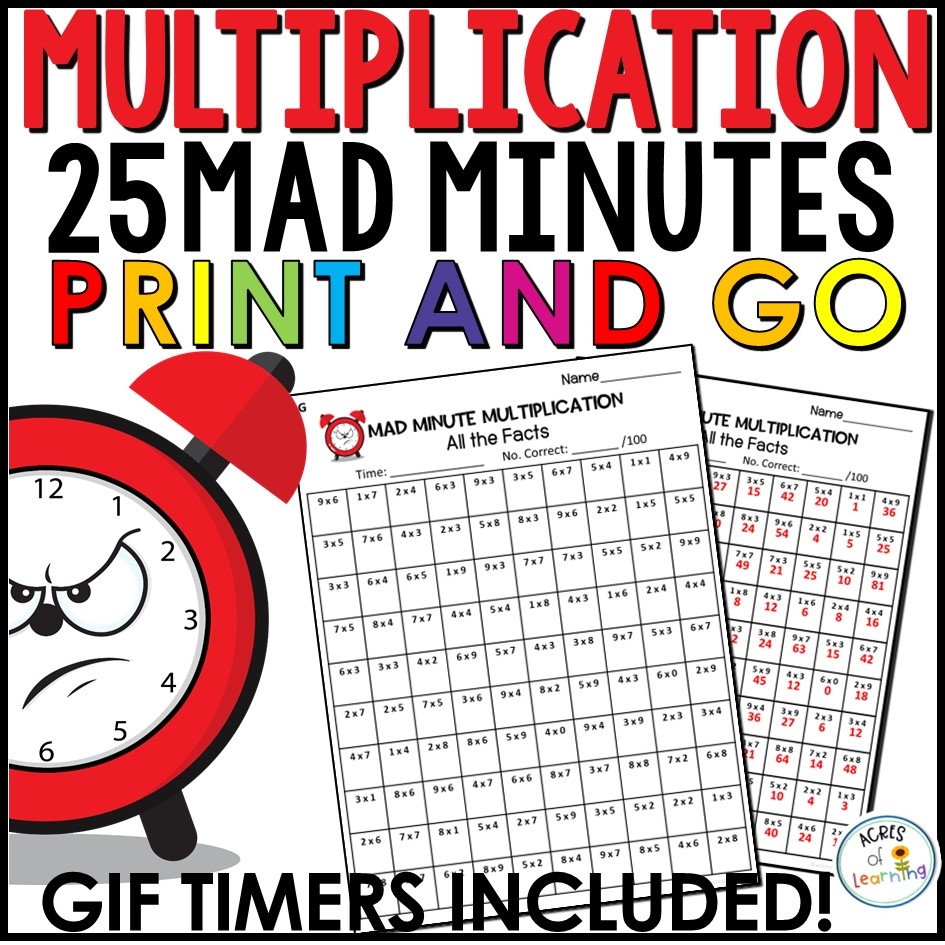 Mad Minute Printable Worksheets Mad Minute Printable Worksheets