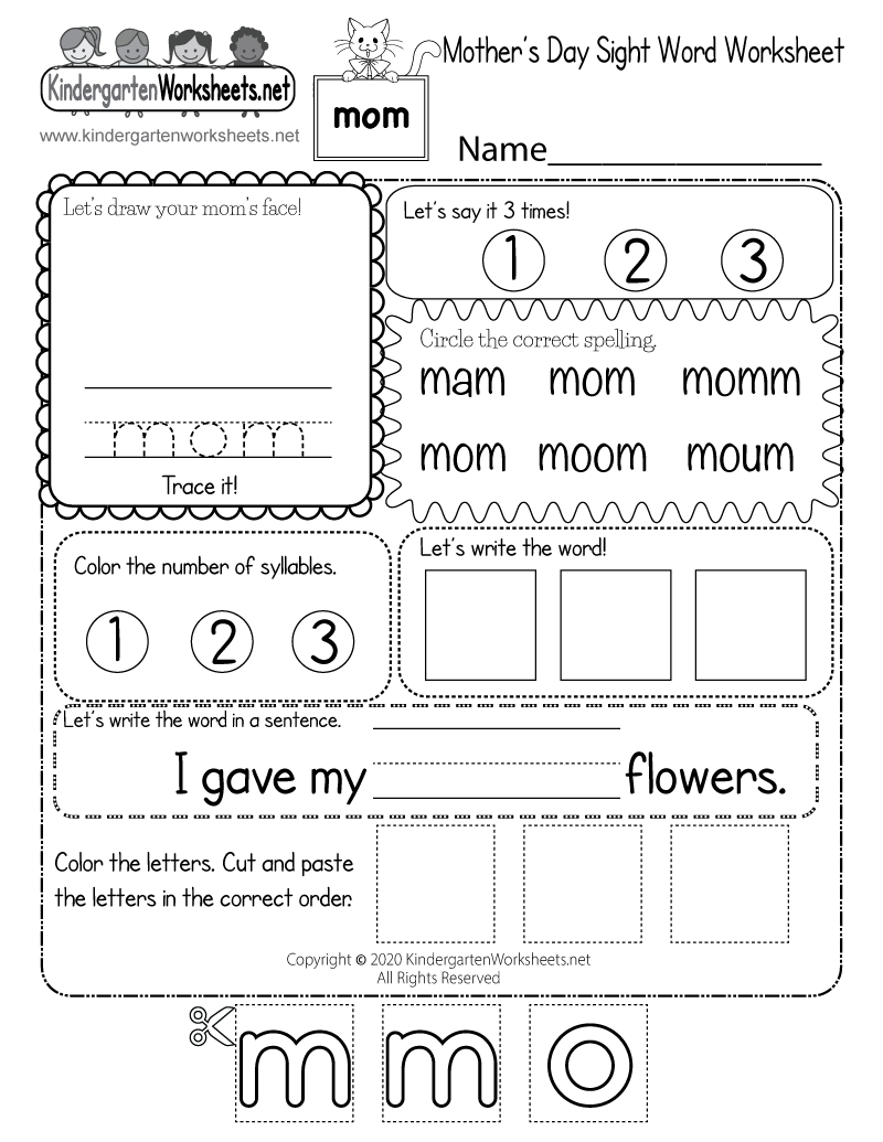 Mother s Day Sight Word Worksheet Free Printable Digital U0026 PDF