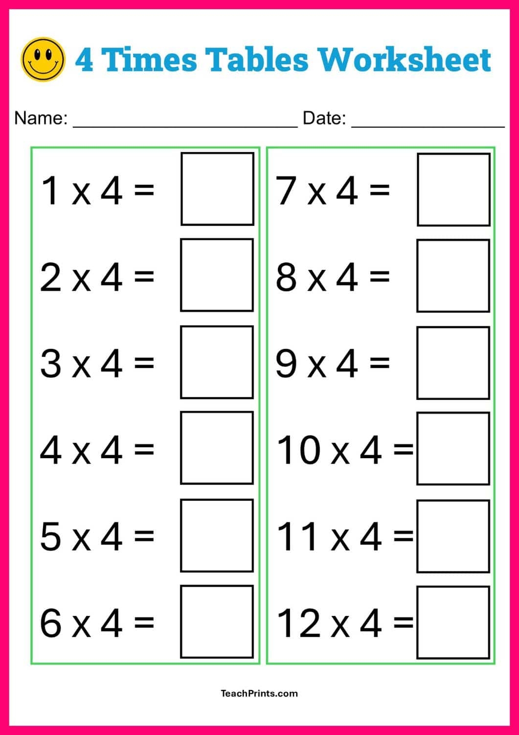 Free Multiplication Worksheets Printable