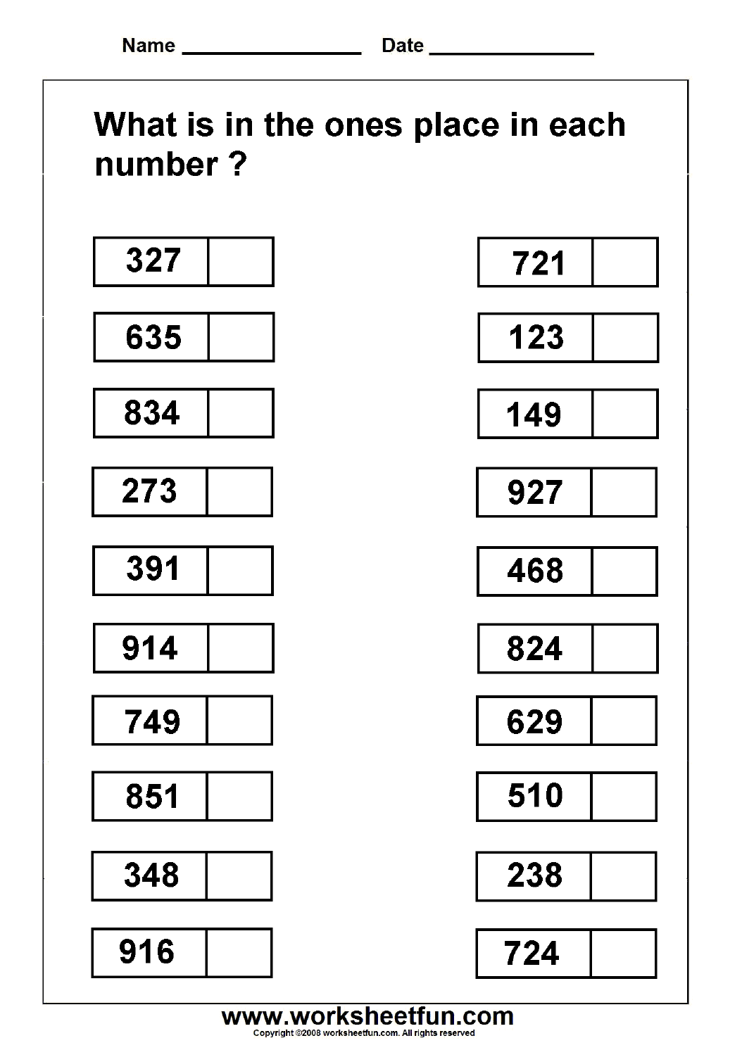 Ones Place Value 2 Worksheets FREE Printable Worksheets Worksheetfun
