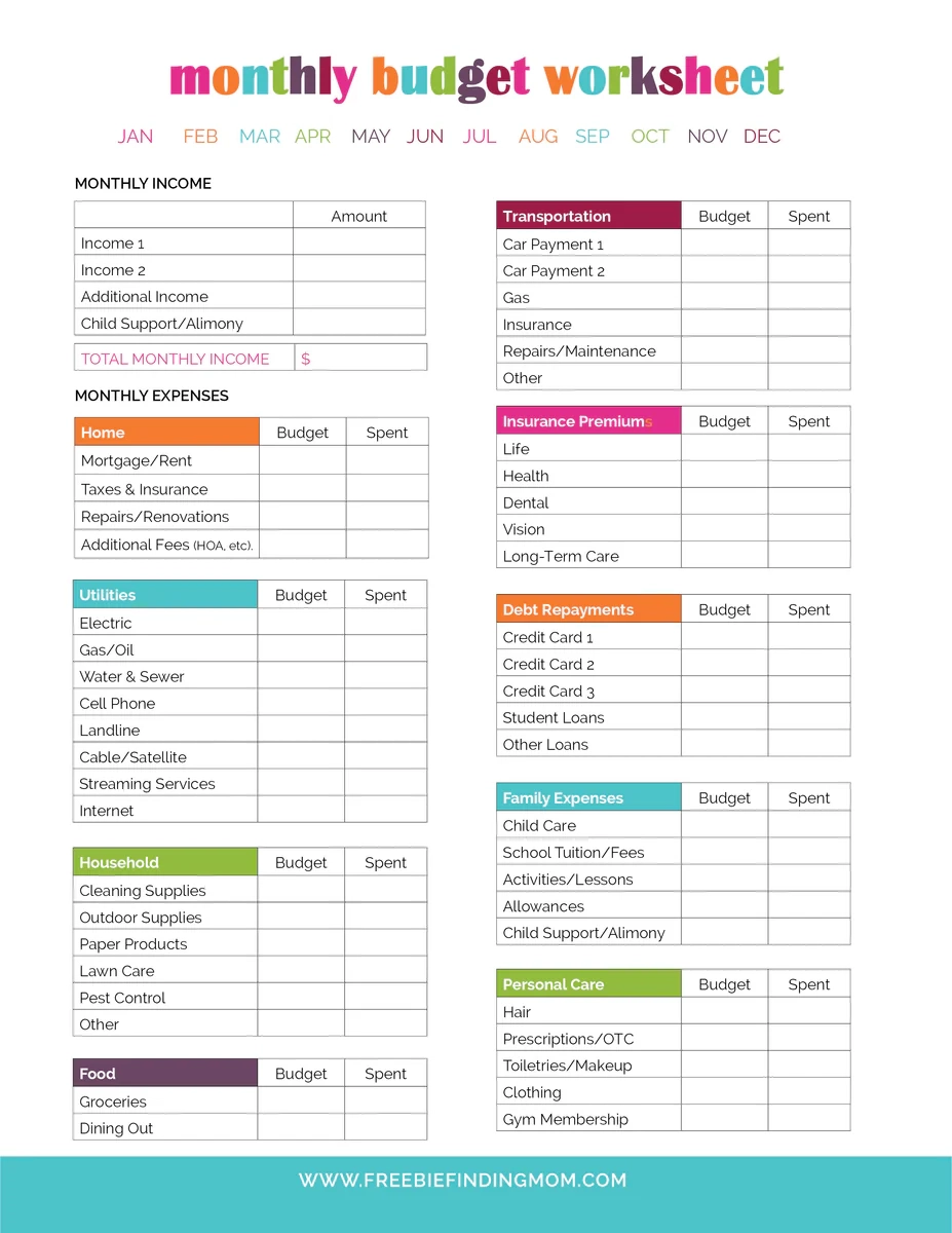 Printable Budget Worksheets 2 Pages Freebie Finding Mom