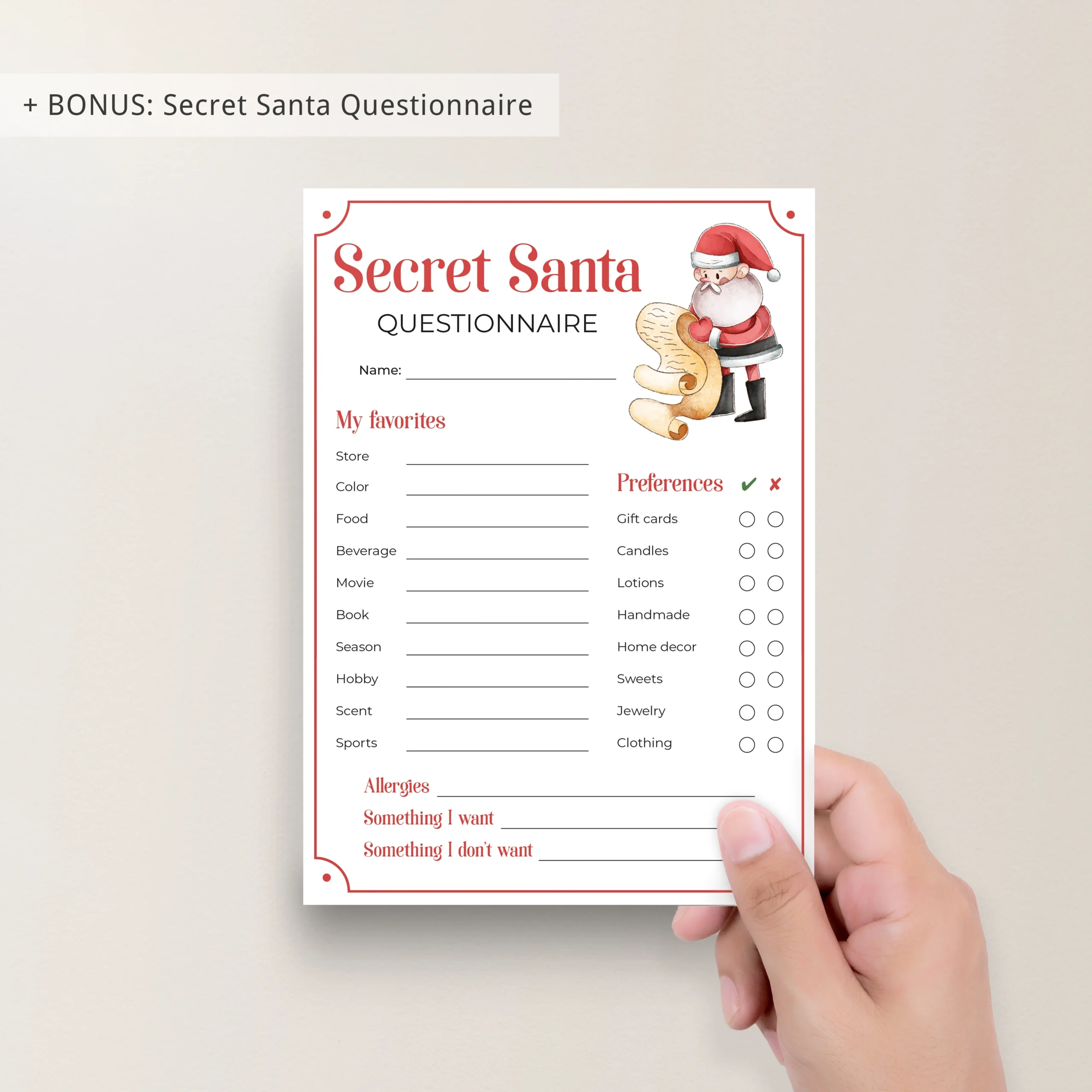 Printable Christmas Games Bundle FREE Secret Santa Questionnaire Printable Christmas Games Bundle FREE Secret Santa Questionnaire