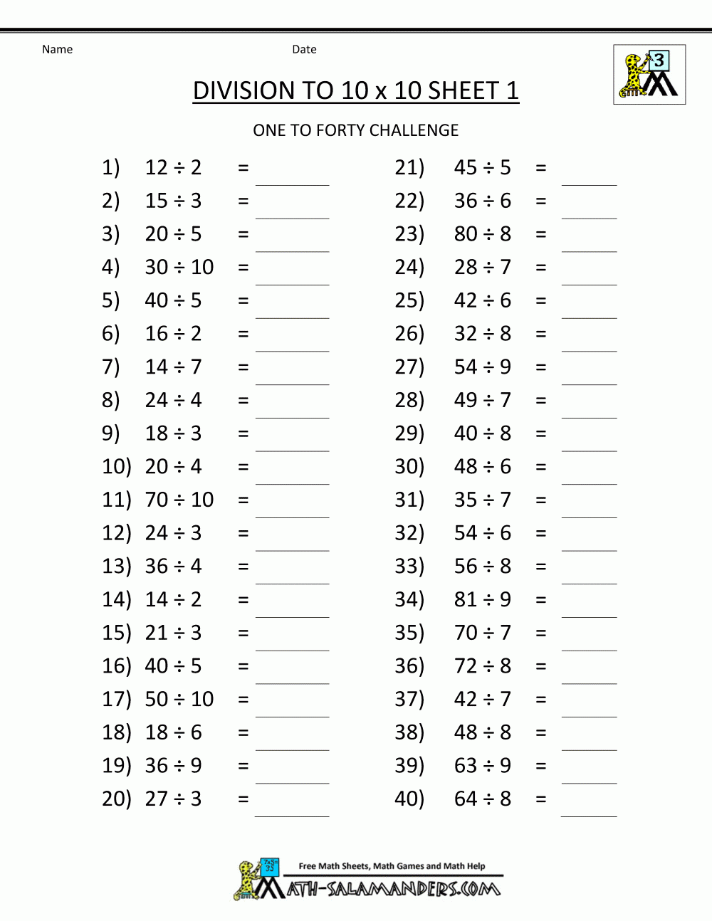 Printable Division Worksheets 3rd U0026 4th Grade Printable Division Worksheets 3rd U0026 4th Grade