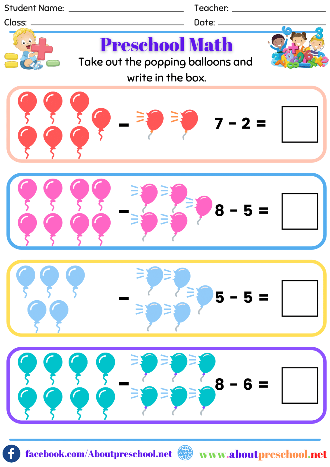 Printable Math Worksheets Archives About Preschool