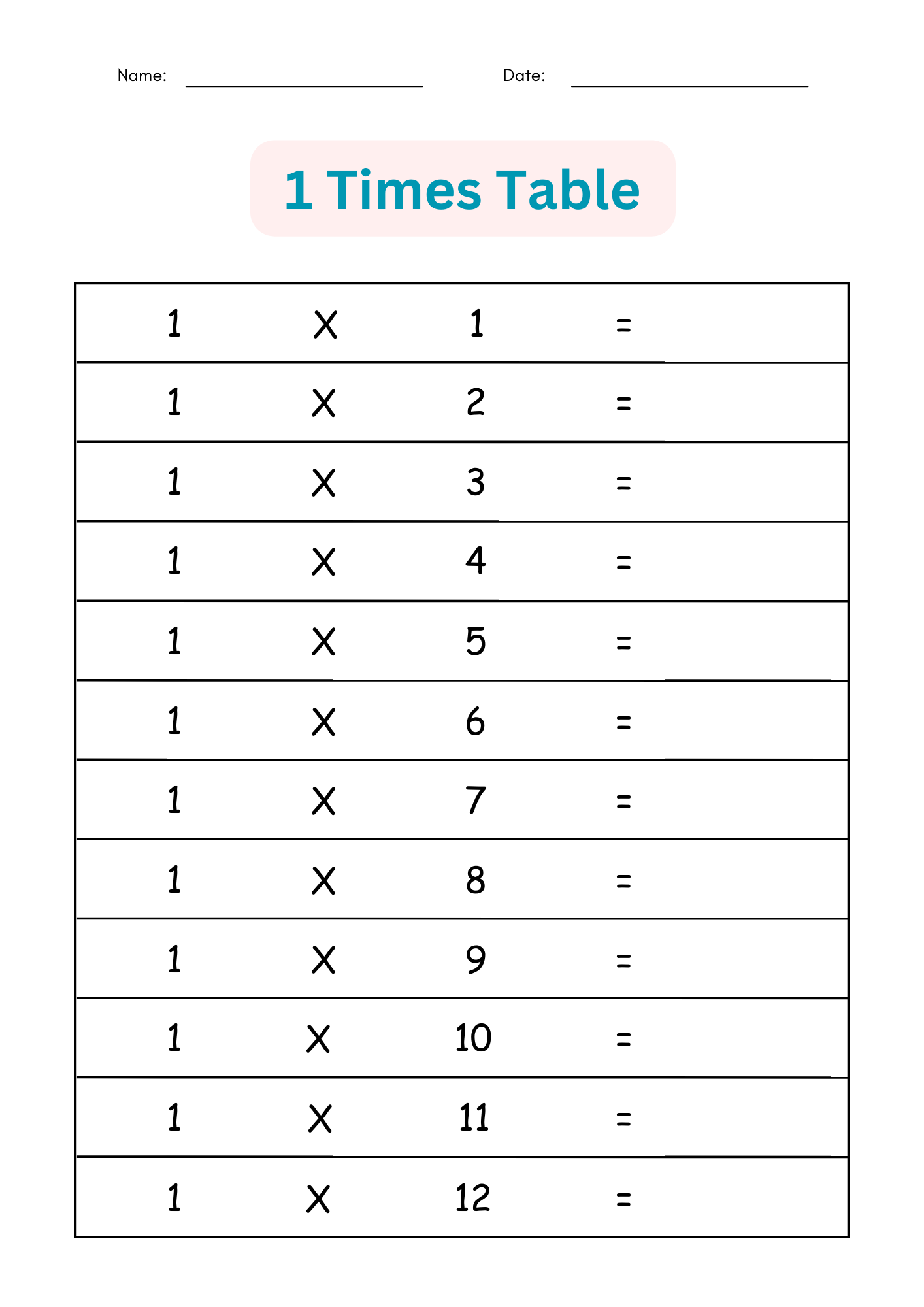 Printable Multiplication Table Worksheet Printable Multiplication Table Worksheet