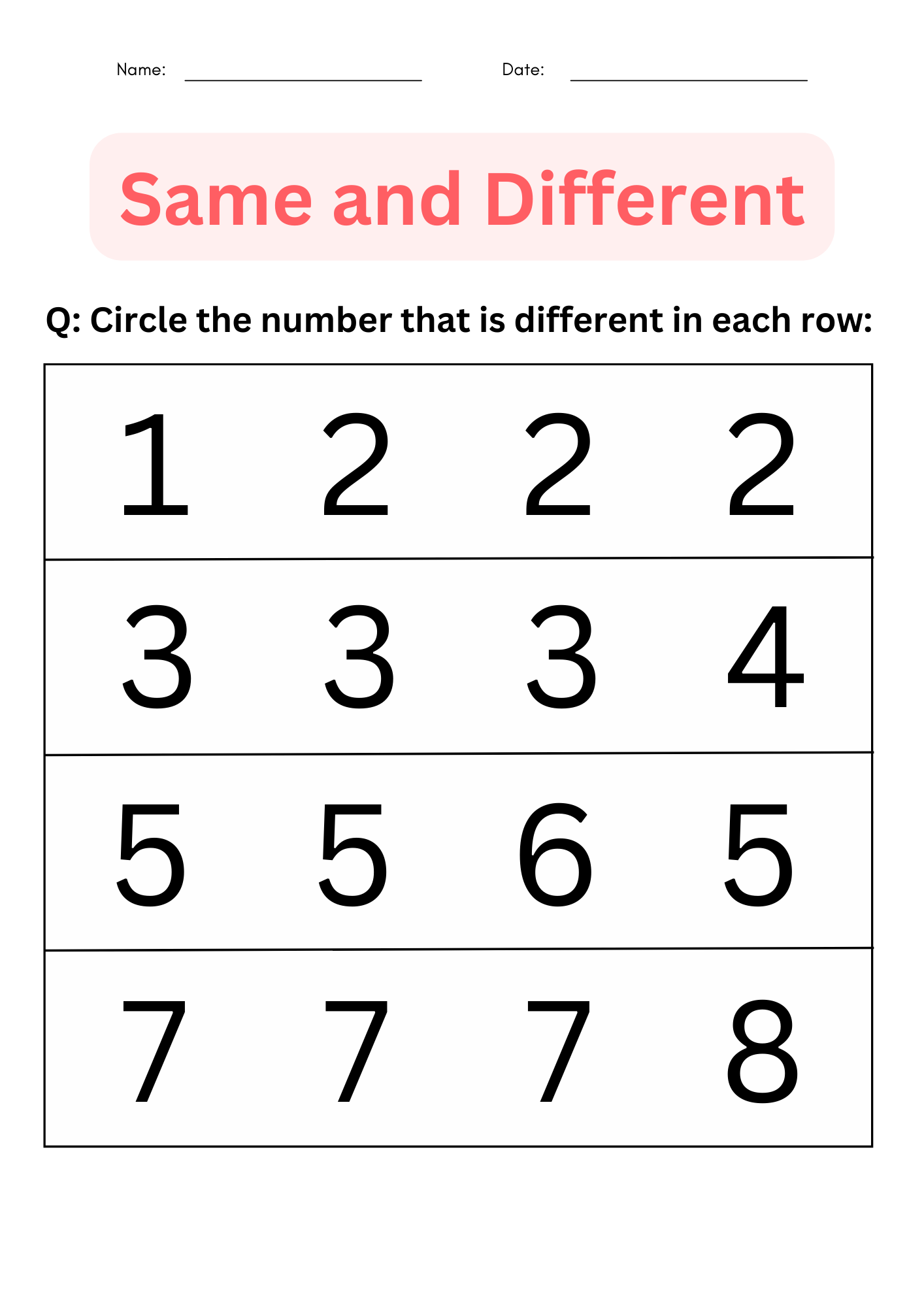 Printable Same And Different Worksheets For Kindergarten Made By Teachers