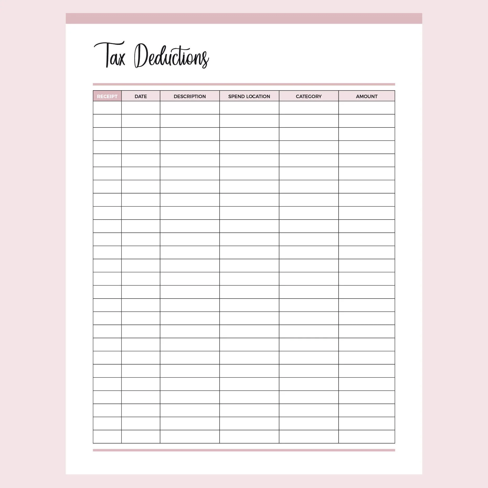 Printable Itemized Deductions Worksheet