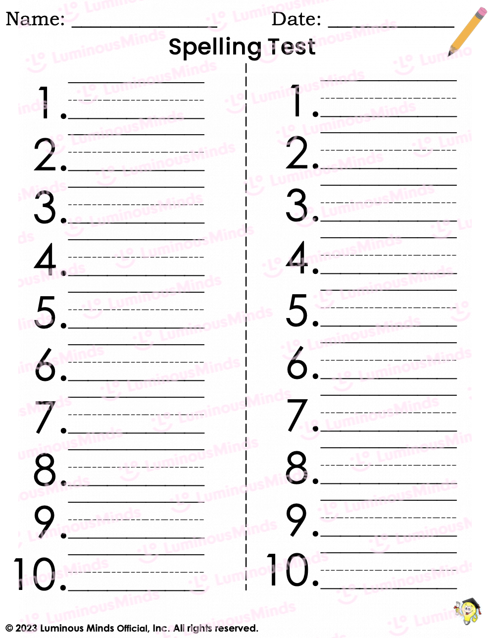 Free Printable Blank Spelling Worksheets Free Printable Blank Spelling Worksheets