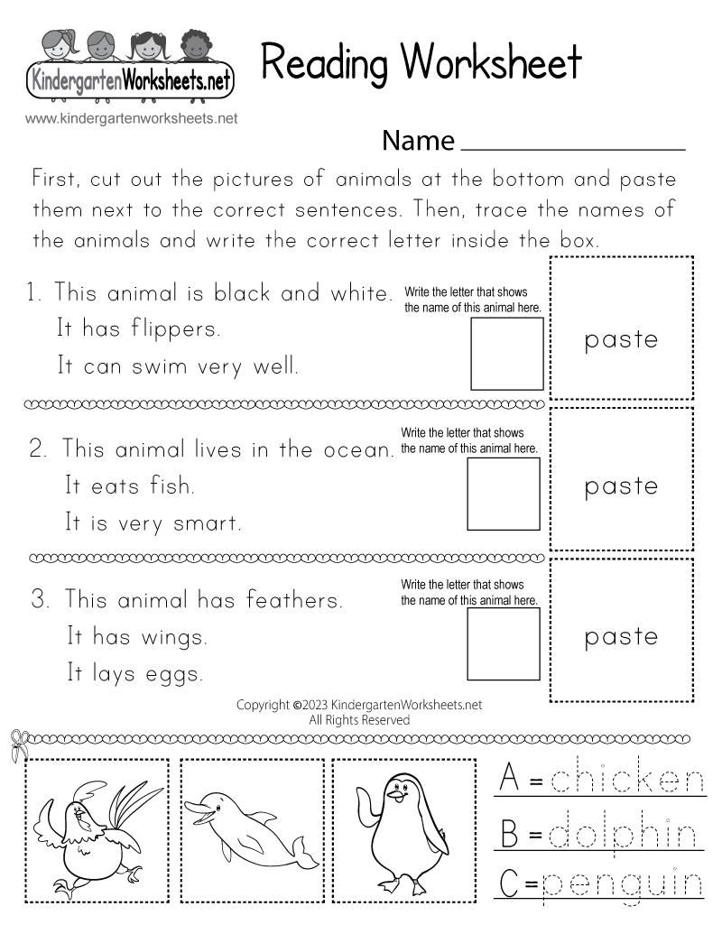 Kindergarten Printable Worksheets Reading Kindergarten Printable Worksheets Reading