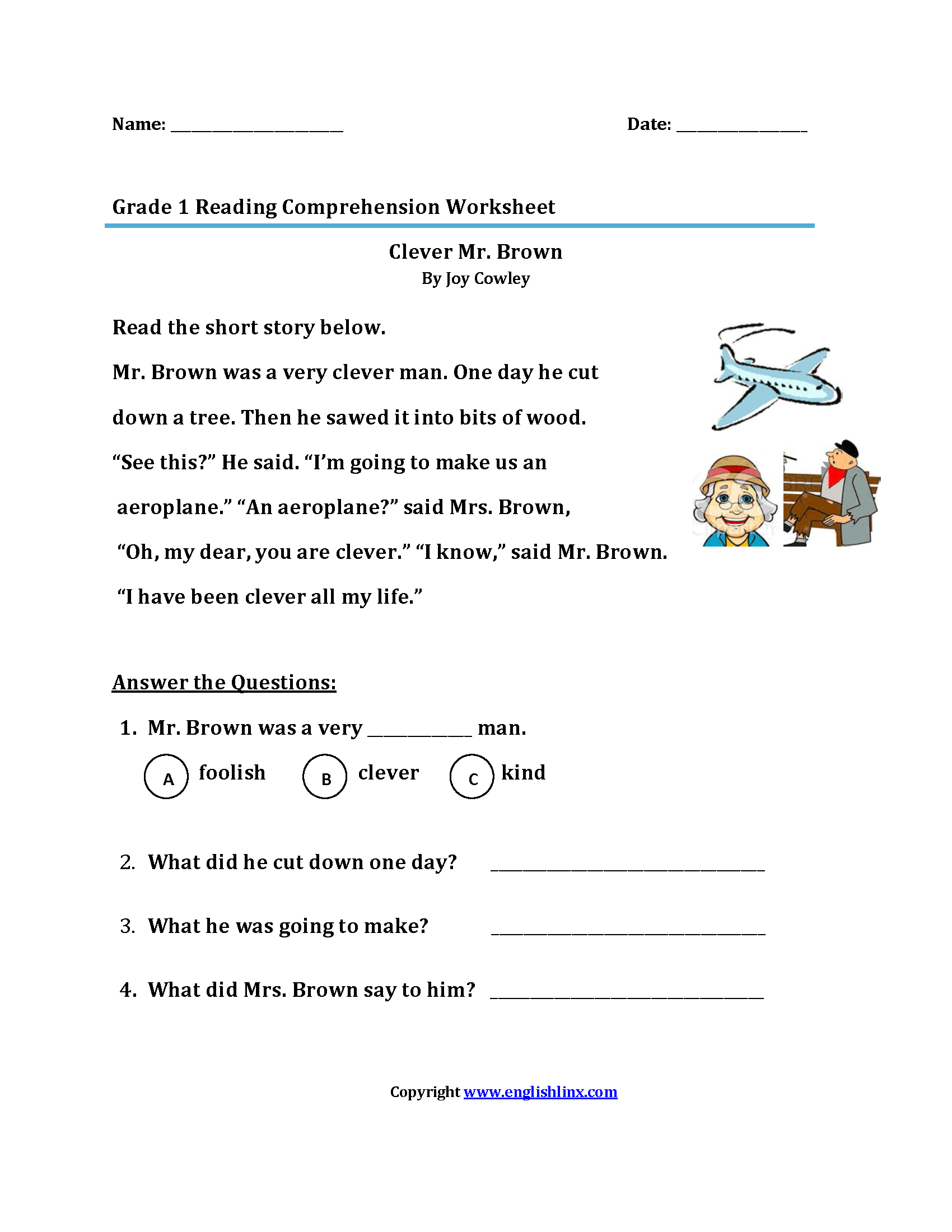 Free Printable First Grade Reading Worksheets Free Printable First Grade Reading Worksheets