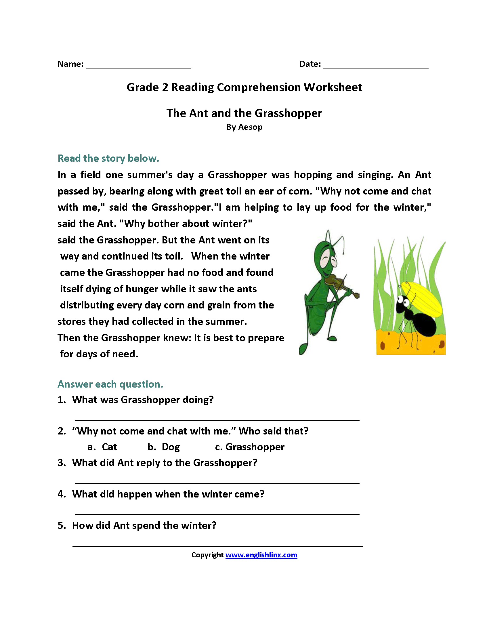 Reading Worksheets For 2nd Graders Printable Reading Worksheets For 2nd Graders Printable