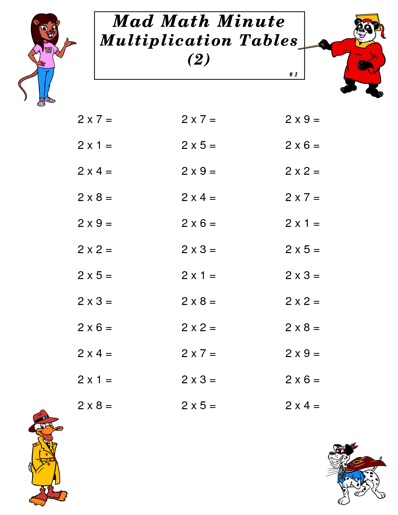 Printable Mad Minute Worksheets