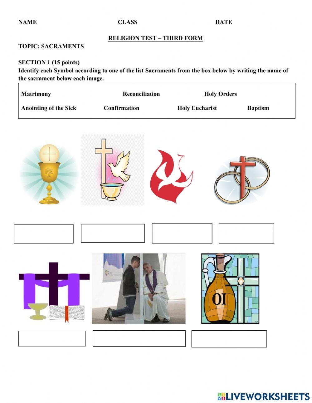 Sacraments LiveWorksheets 1913116 Sacraments LiveWorksheets 1913116