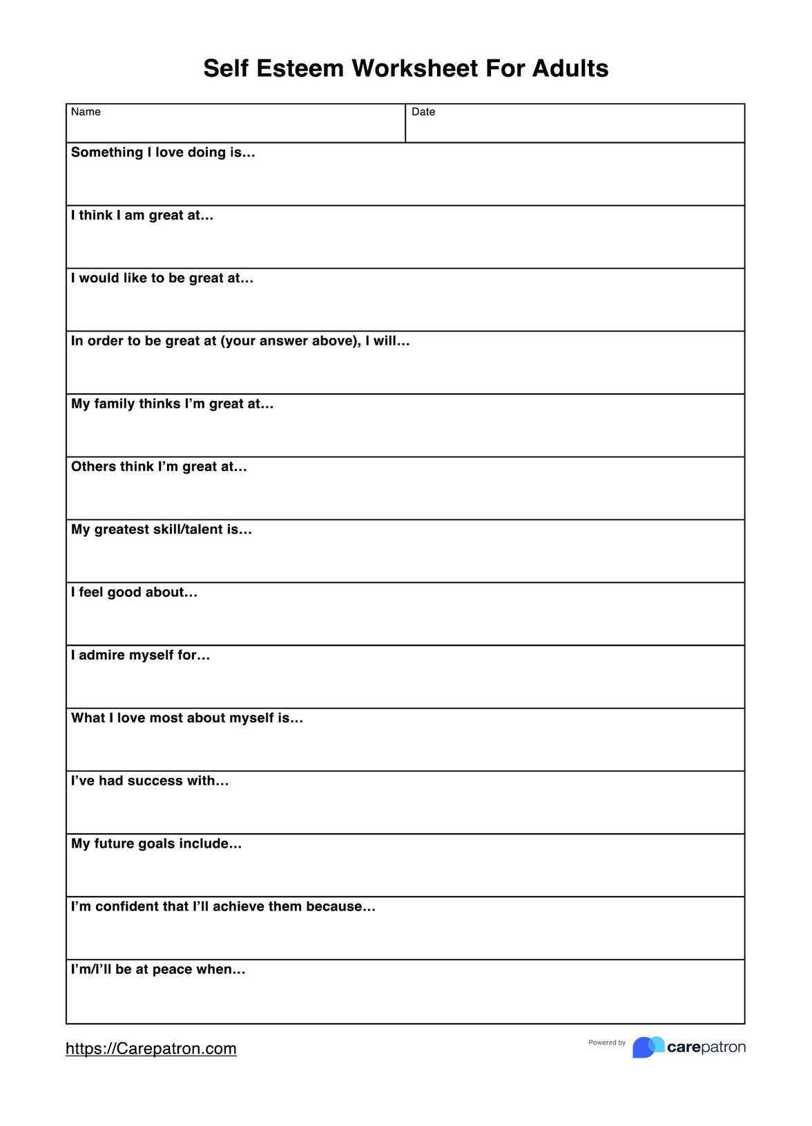 Self Esteem Worksheet For Adults Example Free PDF Download Self Esteem Worksheet For Adults Example Free PDF Download