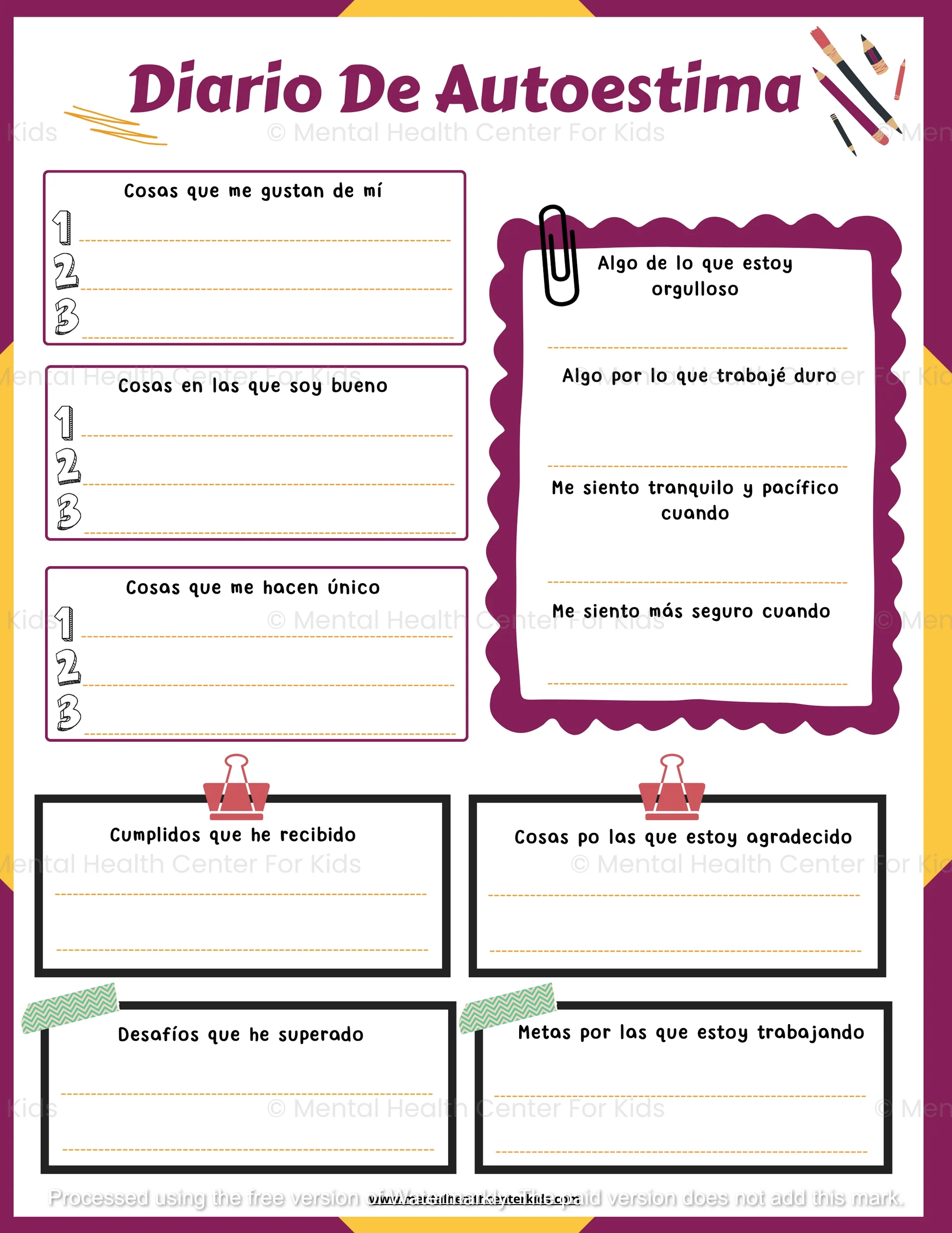 Self Esteem Worksheets Bundle For Kids Spanish Version Mental Health Center Kids Self Esteem Worksheets Bundle For Kids Spanish Version Mental Health Center Kids