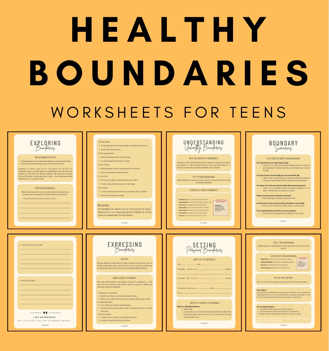 Setting Healthy Boundaries Worksheets Printable PDF Bundle For Teens Etsy Setting Healthy Boundaries Worksheets Printable PDF Bundle For Teens Etsy