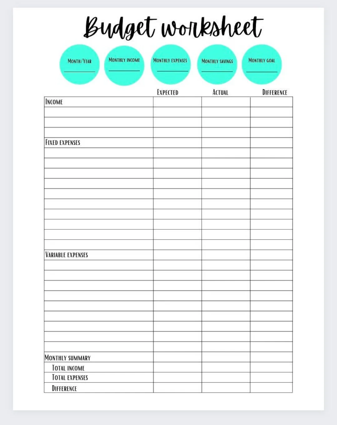 Free Printable Low Income Budget Beginner Printable Budget Worksheet Free Printable Low Income Budget Beginner Printable Budget Worksheet