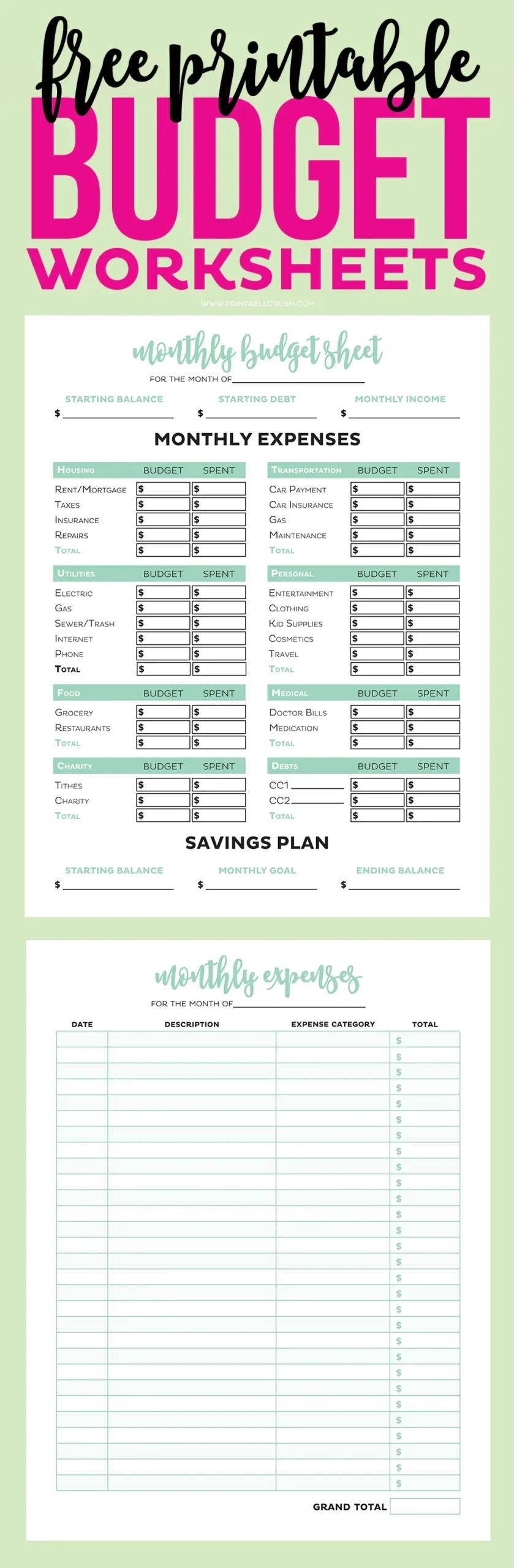Budget Worksheets Printable Budget Worksheets Printable