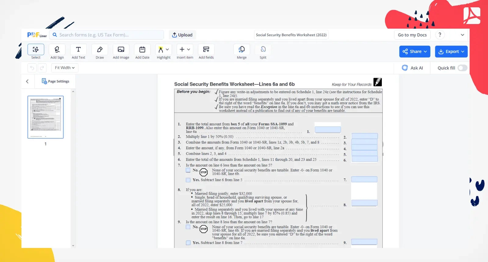 Social Security Benefits Worksheet 2023 PDFliner Social Security Benefits Worksheet 2023 PDFliner