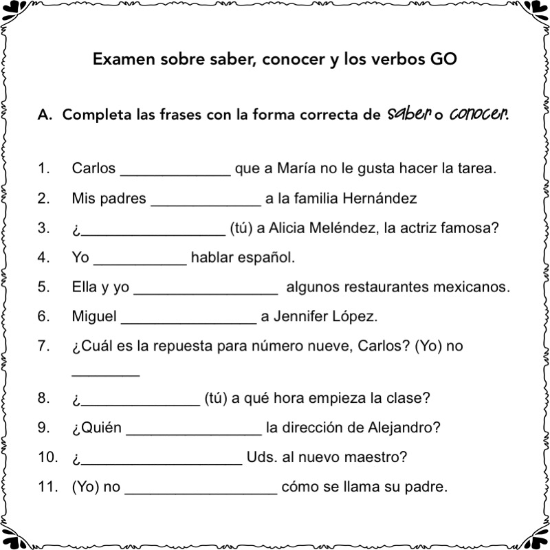 Spanish Printable Worksheets