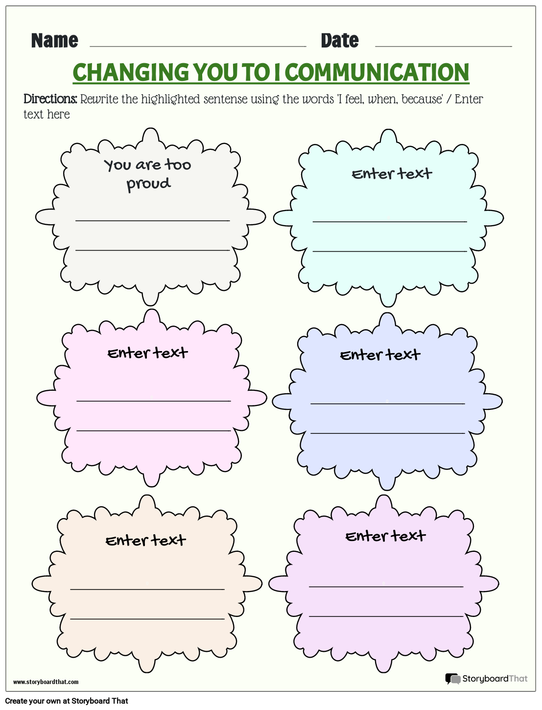 Storyboard That Communication Worksheets For Education