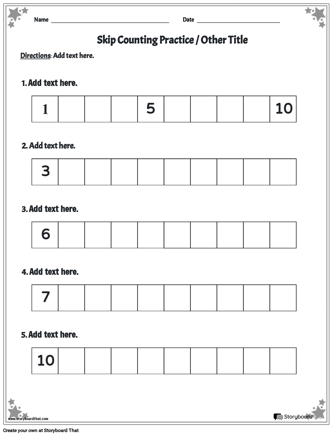 Storyboard That Free Skip Counting Worksheets