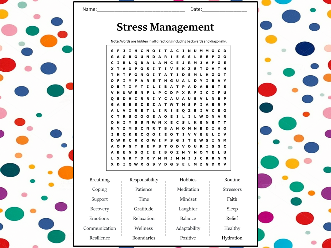 Stress Management Word Search Puzzle Worksheet Activity Teaching Resources Stress Management Word Search Puzzle Worksheet Activity Teaching Resources