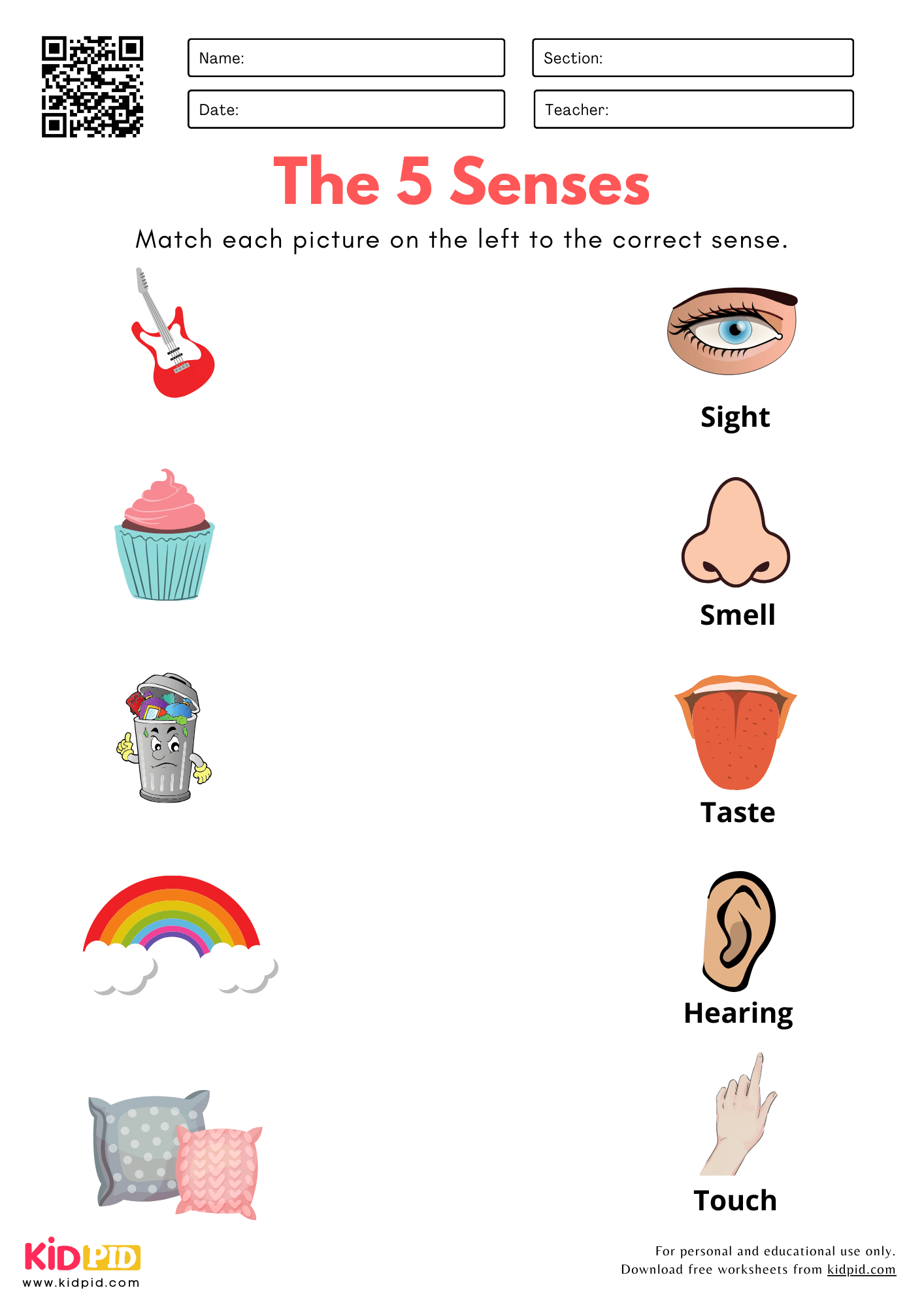 The 5 Senses Uses Worksheet For Kindergarten Kidpid The 5 Senses Uses Worksheet For Kindergarten Kidpid