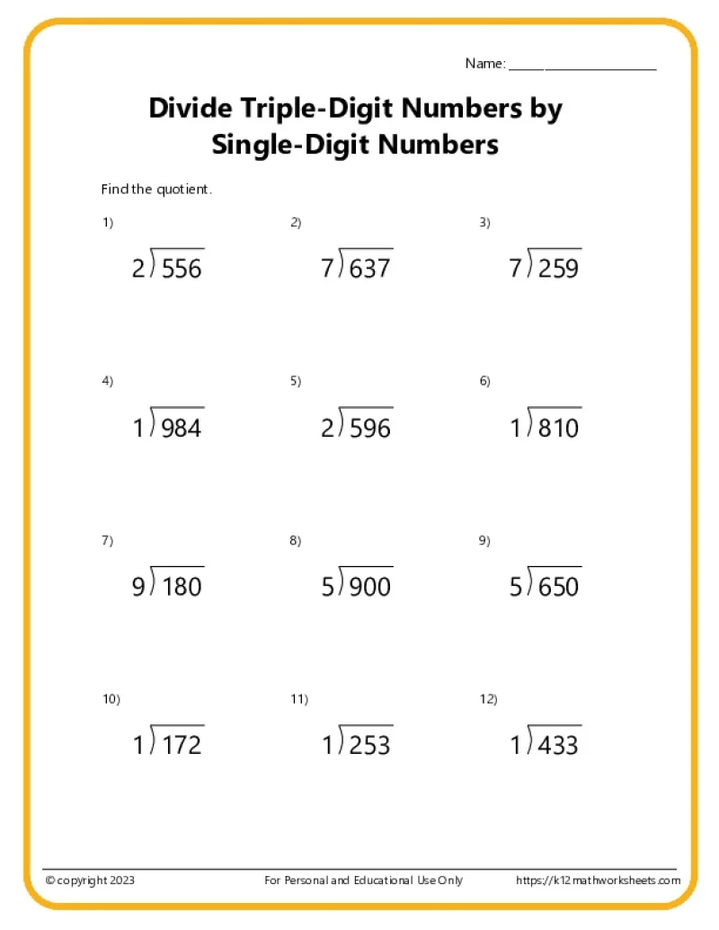 Printable Long Division Worksheets Printable Long Division Worksheets