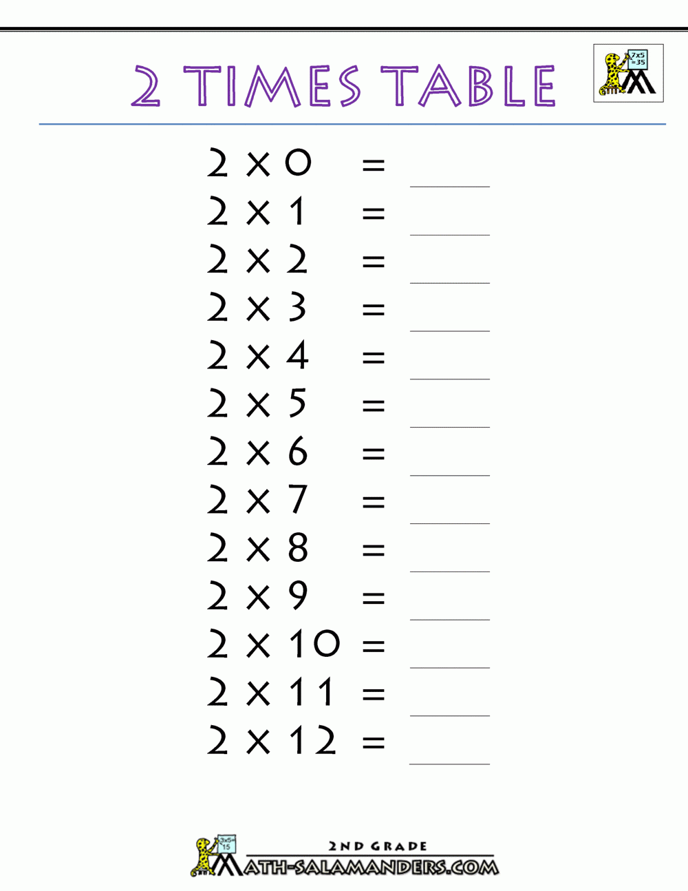 2 Times Table 2 Times Table