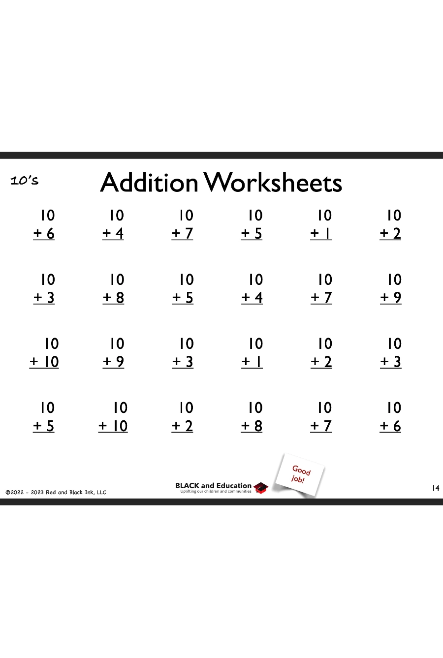 Basic Addition Worksheets For Sums Up To 20 BLACK And Education Basic Addition Worksheets For Sums Up To 20 BLACK And Education