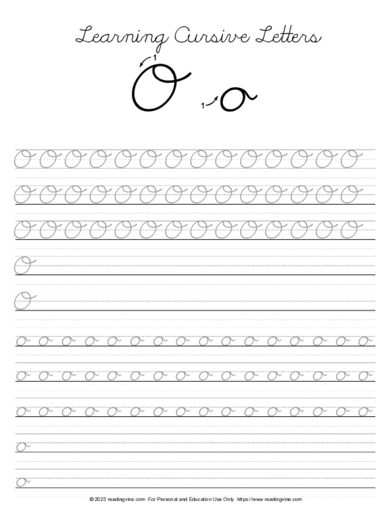 Cursive Writing Letter O ReadingVine