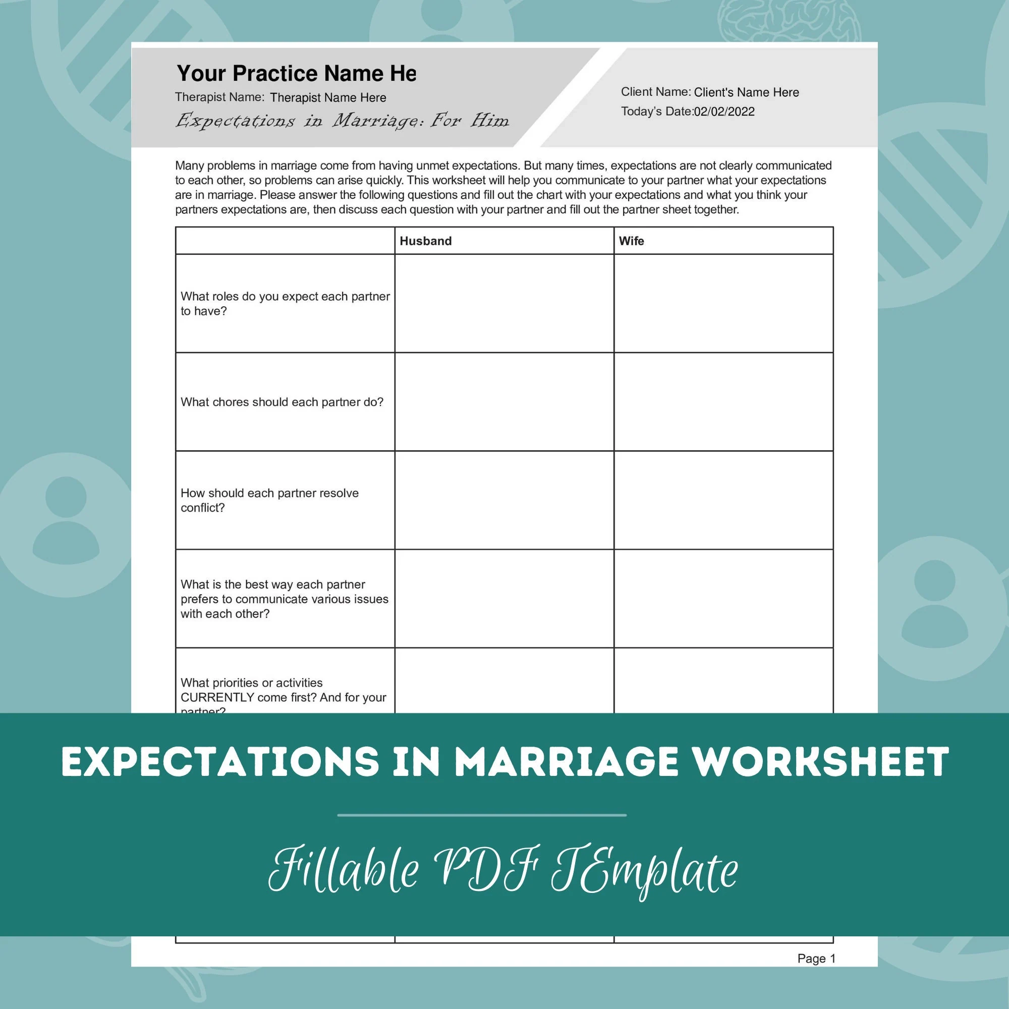Expectations In Marriage Worksheet Editable Fillable PDF Template For Counselors Psychologists Social Workers Therapists Etsy UK Expectations In Marriage Worksheet Editable Fillable PDF Template For Counselors Psychologists Social Workers Therapists Etsy UK