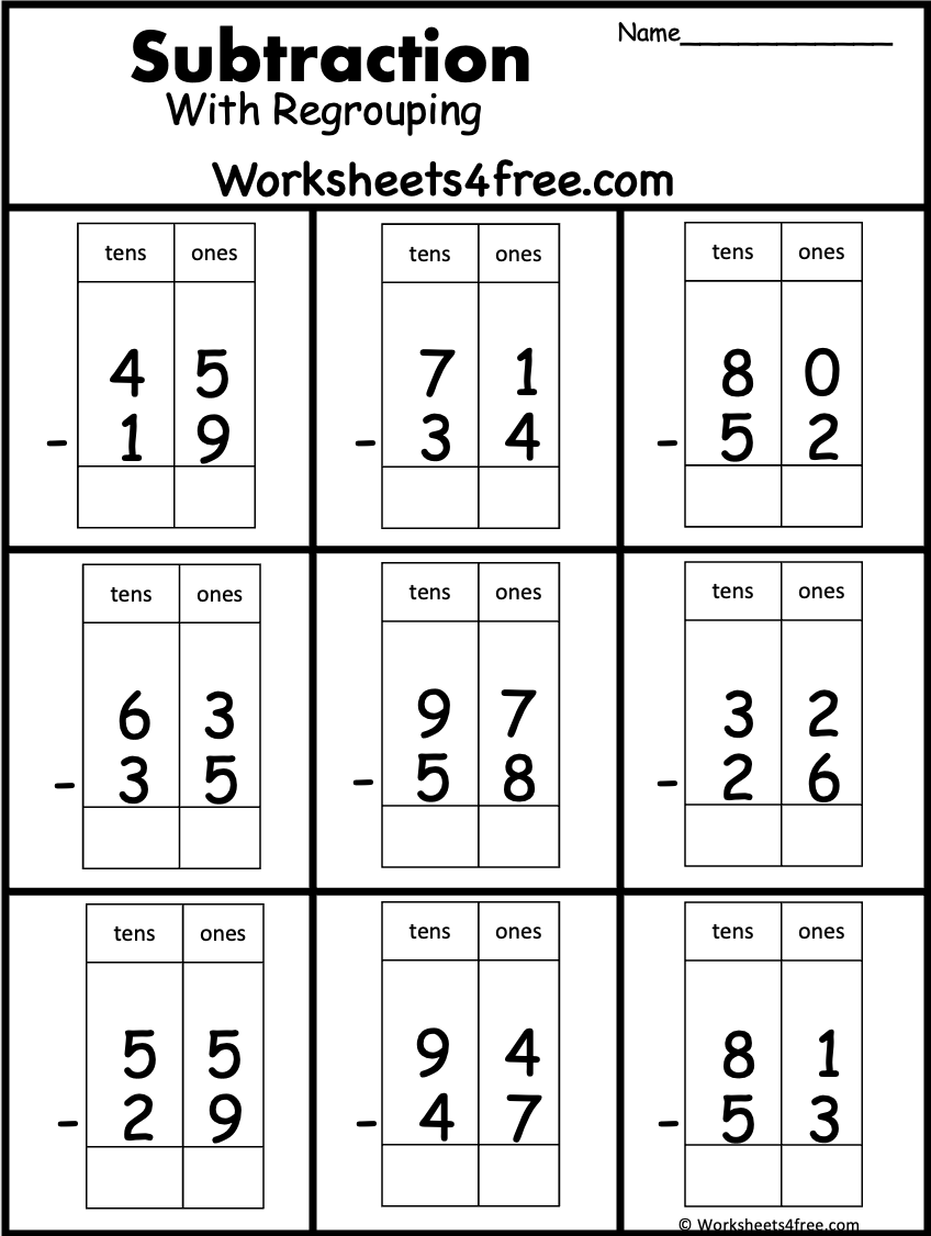 Free Printable Subtraction Worksheets Free Printable Subtraction Worksheets