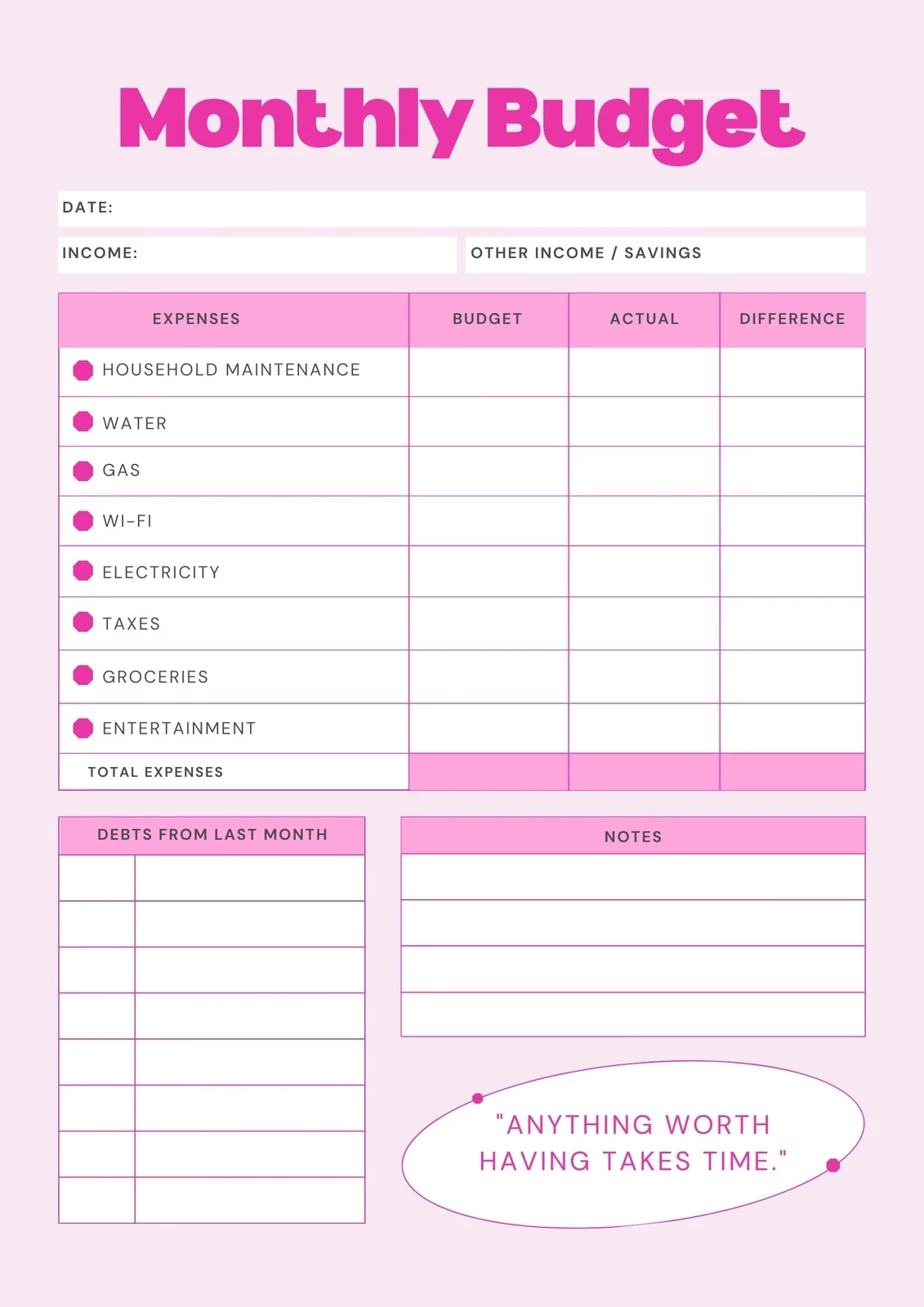 Budget Worksheet Printable Free Budget Worksheet Printable Free