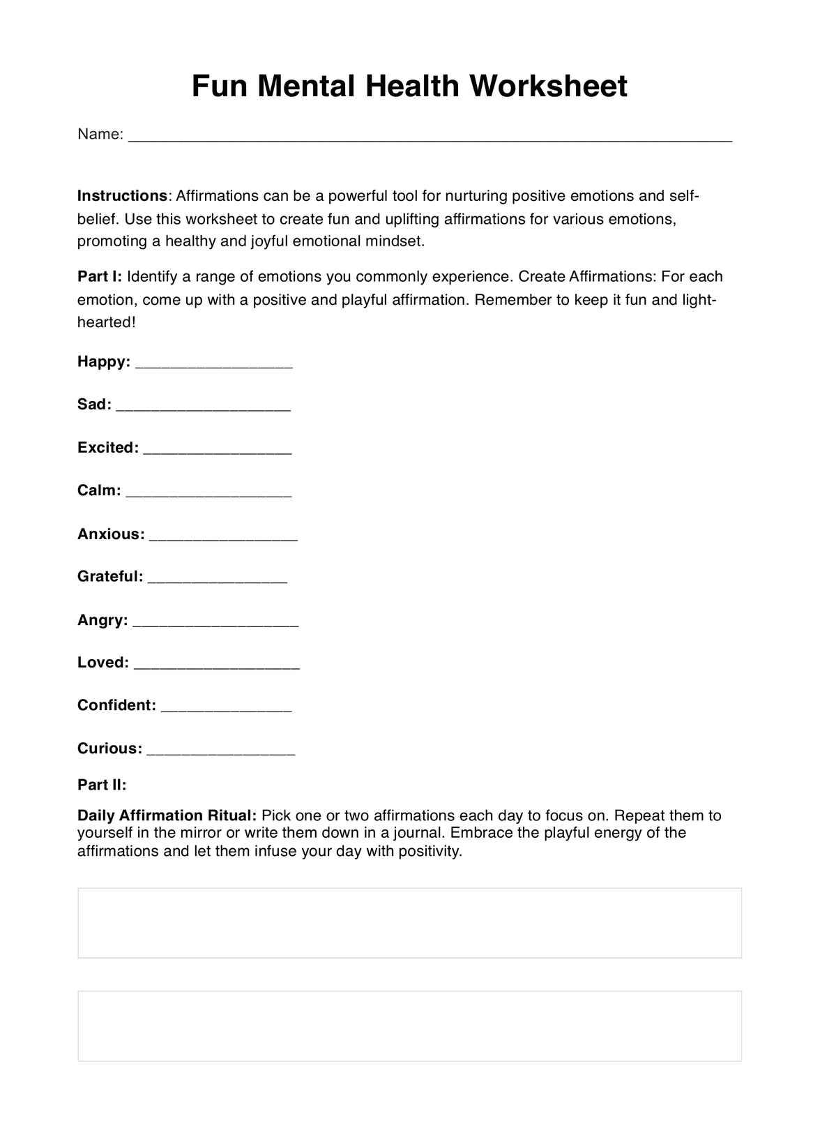 Fun Mental Health Worksheets Example Free PDF Download Fun Mental Health Worksheets Example Free PDF Download
