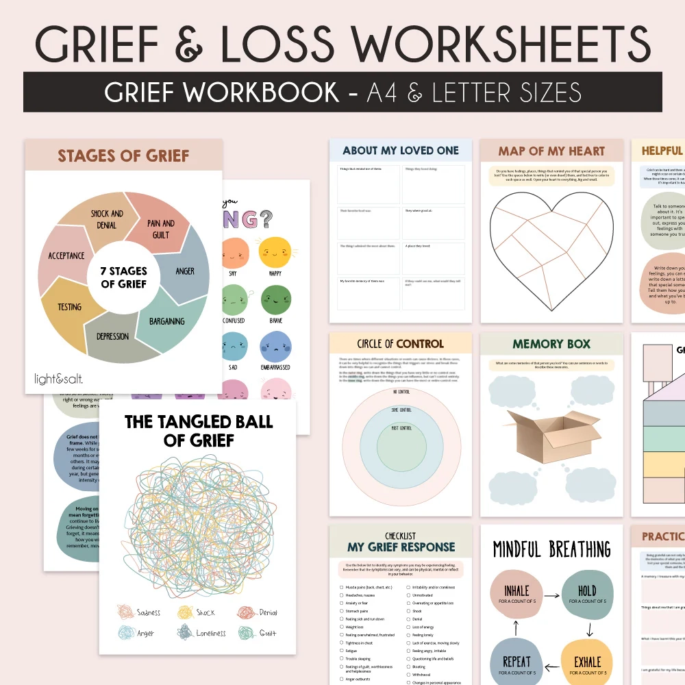Grief Loss Worksheets LightandSaltDesign Grief Loss Worksheets LightandSaltDesign