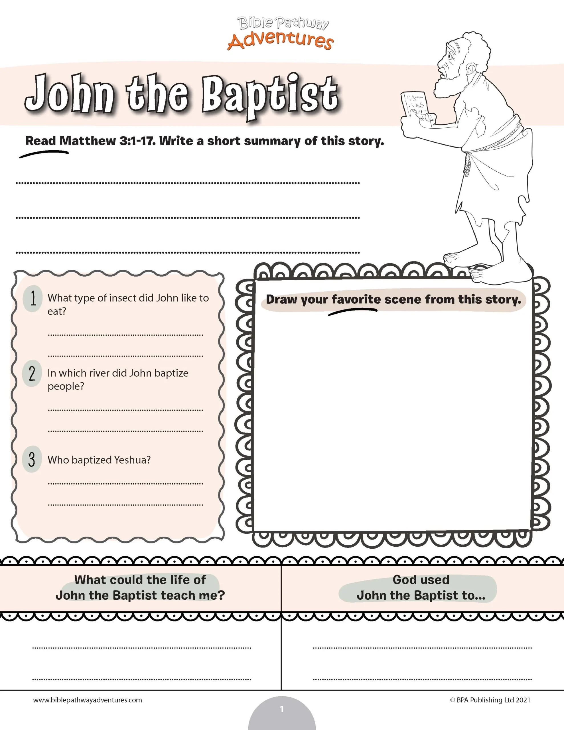 John The Baptist Worksheet PDF Bible Pathway Adventures John The Baptist Worksheet PDF Bible Pathway Adventures