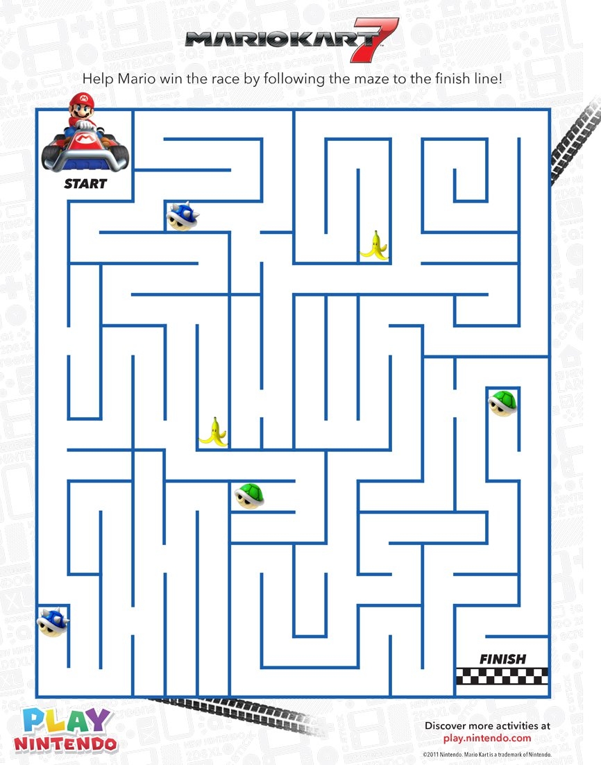 Mario Kart 7 Printable Maze Game Play Nintendo Mario Kart 7 Printable Maze Game Play Nintendo