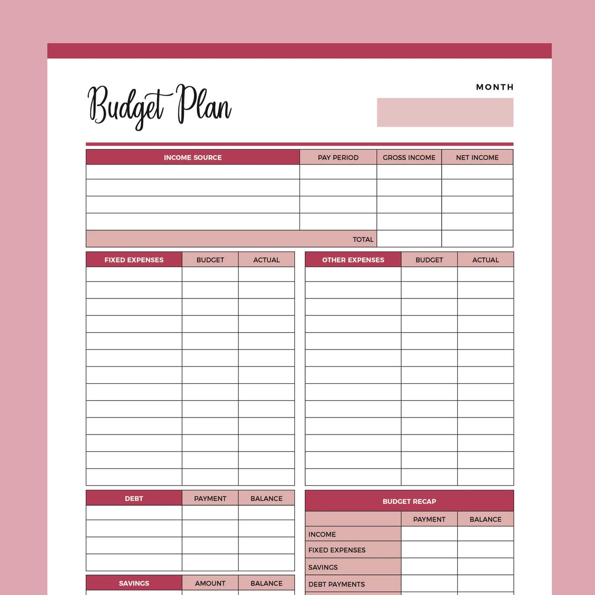 Printable Budget Worksheet US Letter A4 PDF FREE Download Plan Print Land Printable Budget Worksheet US Letter A4 PDF FREE Download Plan Print Land