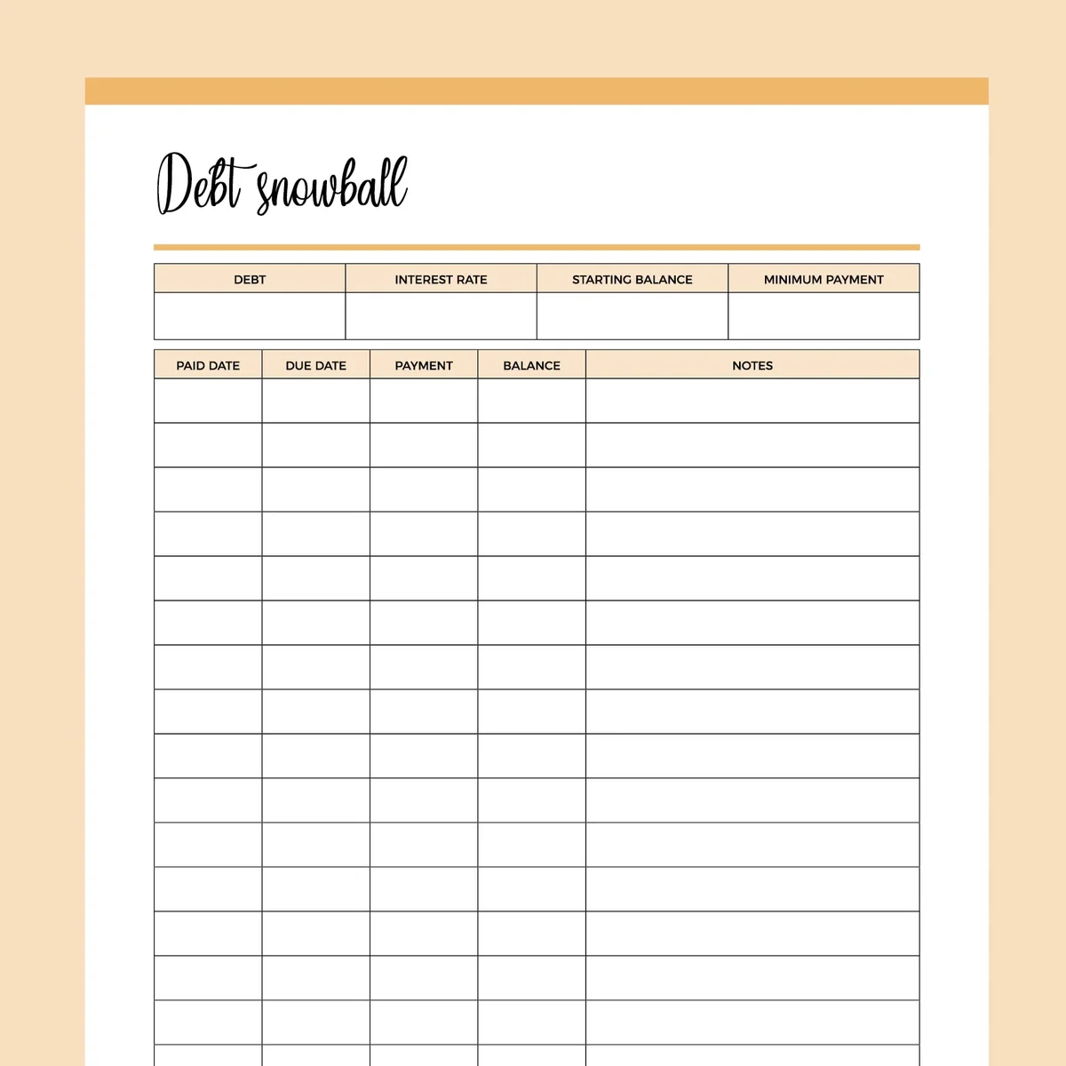 Printable Debt Snowball Tracker Instant Download PDF A4 US Letter Plan Print Land